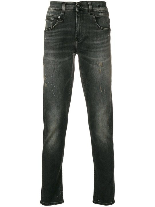 distressed straight leg jeans展示图