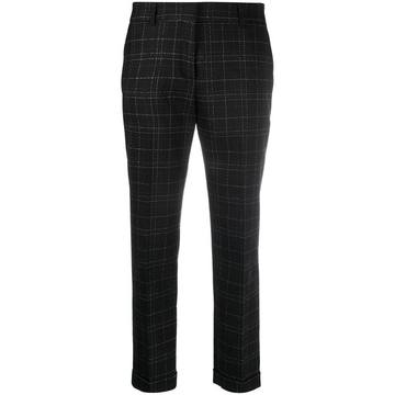 plaid-print cropped trousers