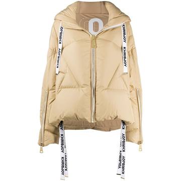 logo drawstring puffer jacket