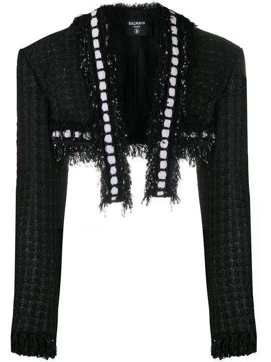 sequin-embellished tweed jacket展示图
