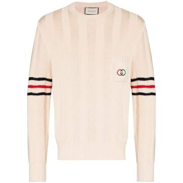 GG logo armband stripe cotton sweater