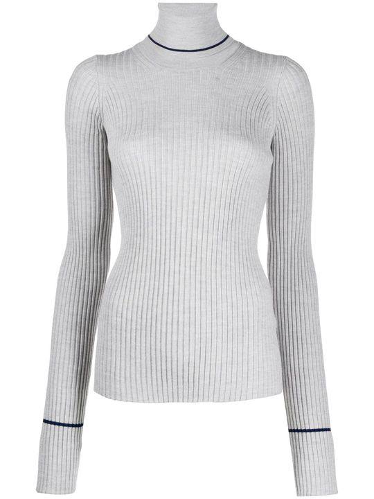 ribbed knitted roll neck top展示图