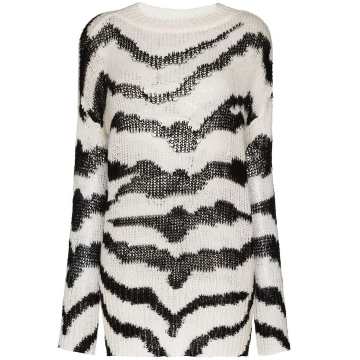 tiger print intarsia knit sweater