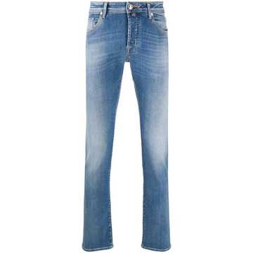 light-wash straight leg jeans