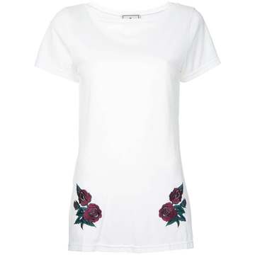 flower embroidered long T-shirt