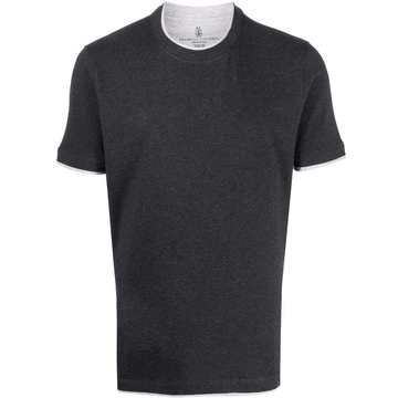 short sleeve contrasting trim T-shirt