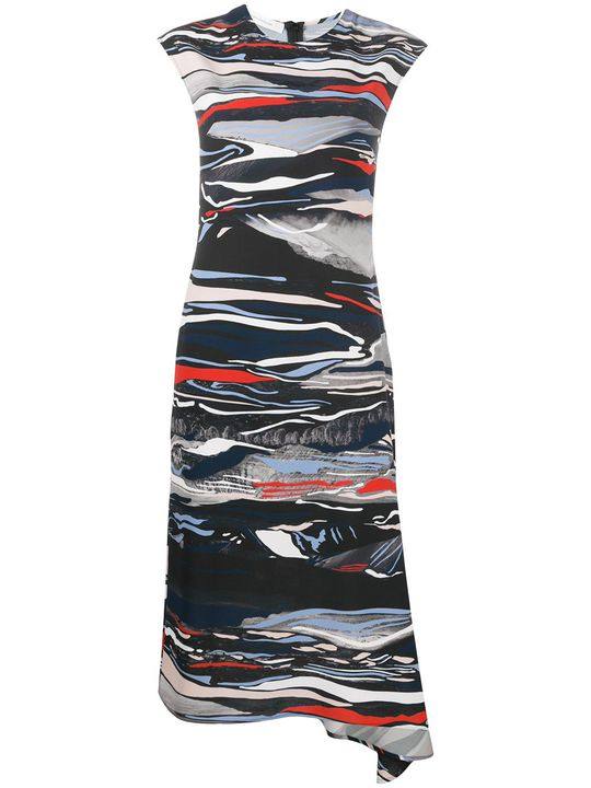 abstract-print asymmetric dress展示图