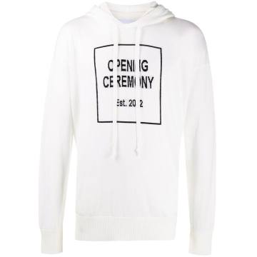 graphic-print knitted hoodie