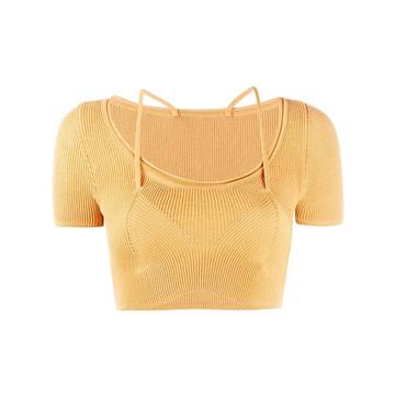 cropped ribbed knit top