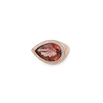 14K Rose Gold Pink Tourmaline Teardrop Signet Ring