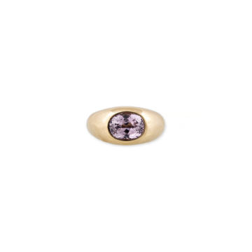 14K Yellow Gold Oval Kunzite Dome Ring