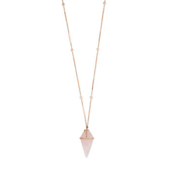 14K Rose Gold Rose Quartz Pendulum Necklace