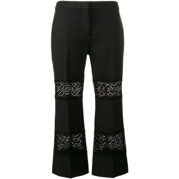 lace insert cropped trousers