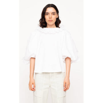 Elodie Lace-Trimmed Cotton Top