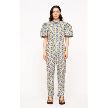 Leslie Tie-Neck Liberty-Print Cotton Jumpsuit