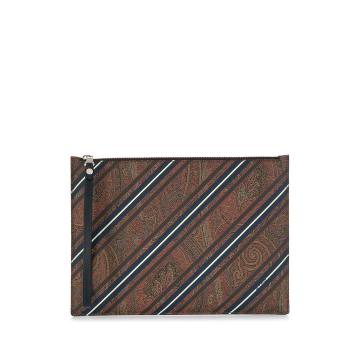 striped paisley-print clutch