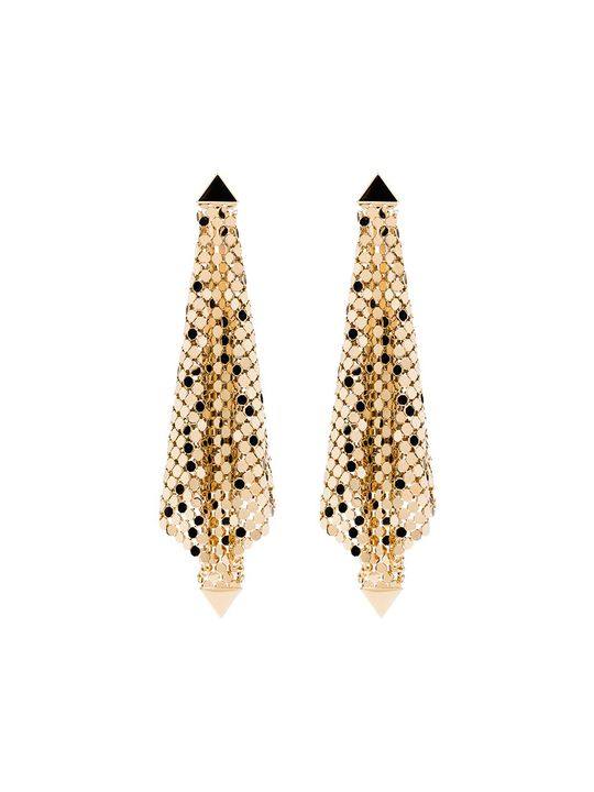 Gold tone draped chain mesh earrings展示图