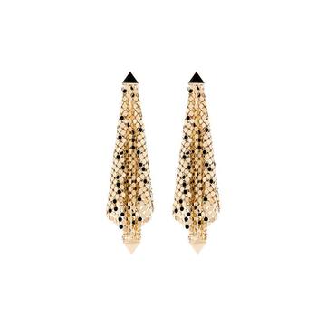 Gold tone draped chain mesh earrings