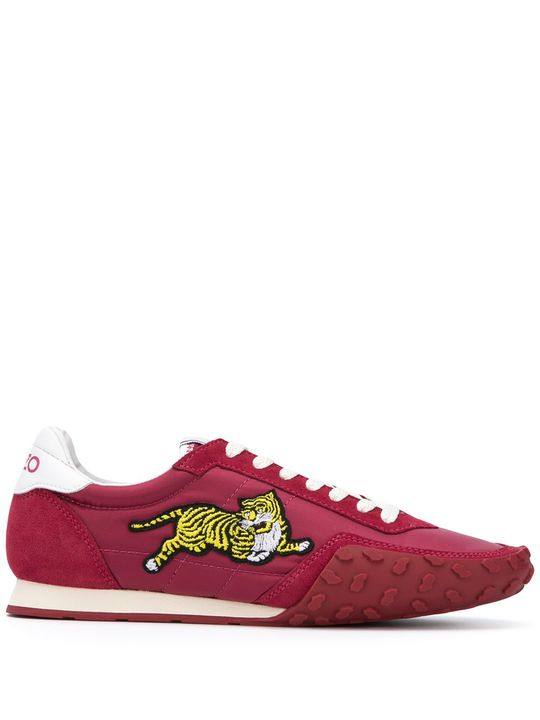 suede tiger appliqué trainers with high tread展示图