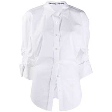ruched sleeve fitted shirt