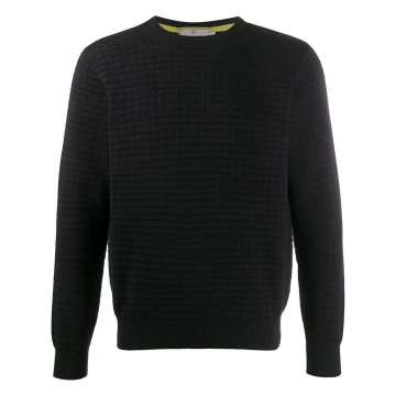 square-pattern knitted jumper