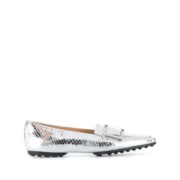 metallic slip-on loafers