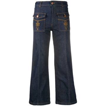 mid-rise flared jeans