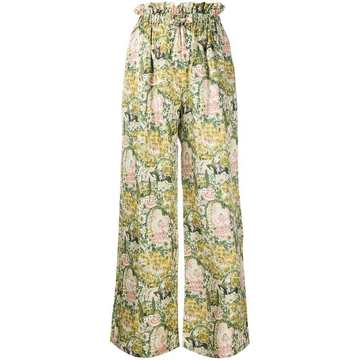 sketch-print palazzo trousers