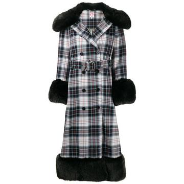 River check-print coat