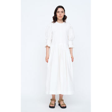 Karla Jersey And Pleated Cotton Poplin Midi Dress