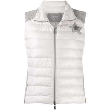 star patch padded gilet