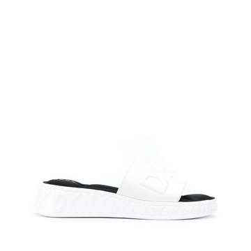 Mara embossed logo wedge slides