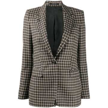 check-pattern single-breasted blazer