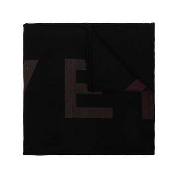 Black wool logo scarf