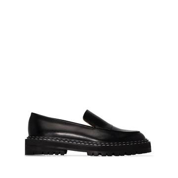 black Manduria leather loafers