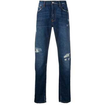 distressed straight-leg jeans