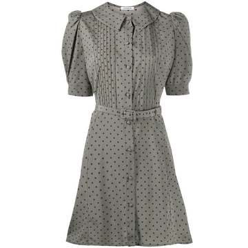 polka dot belted shirt dress