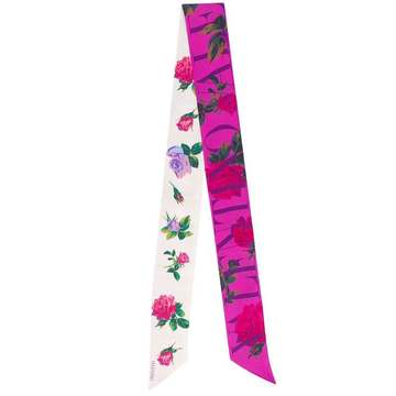 rose-print tie neck scarf