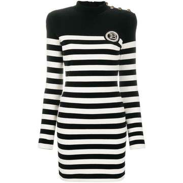 velvet-effect striped dress