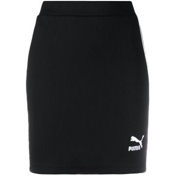 ribbed contrast side panel skirt