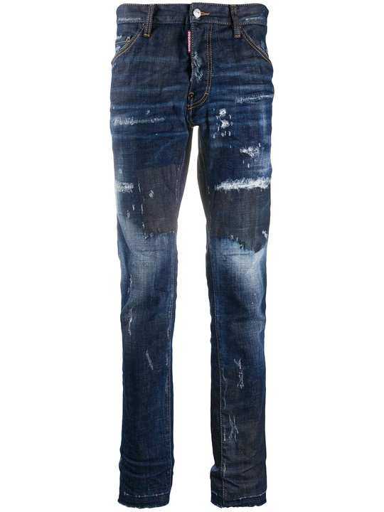 distressed slim-fit jeans展示图