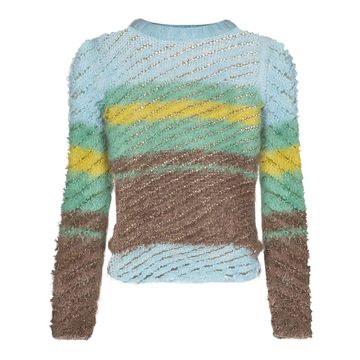 stripe-pattern ribbed-knit jumper