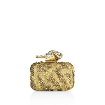 Woven Crystal-Embroidered Clutch