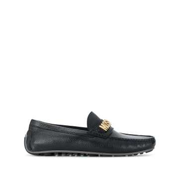 lettering logo leather loafers