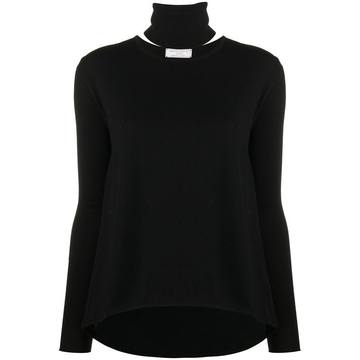 asymmetric hem round neck jumper