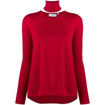 asymmetric hem round neck jumper