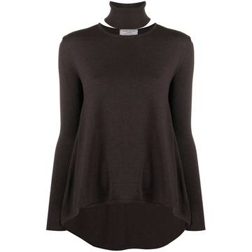 asymmetric hem round neck jumper