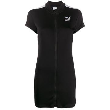 zip-up fitted mini dress