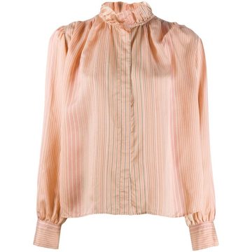 striped ruffle-neck shirt