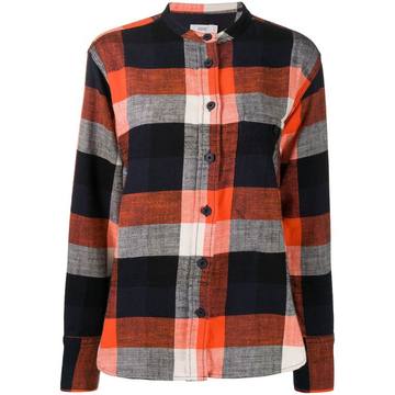 collarless check shirt